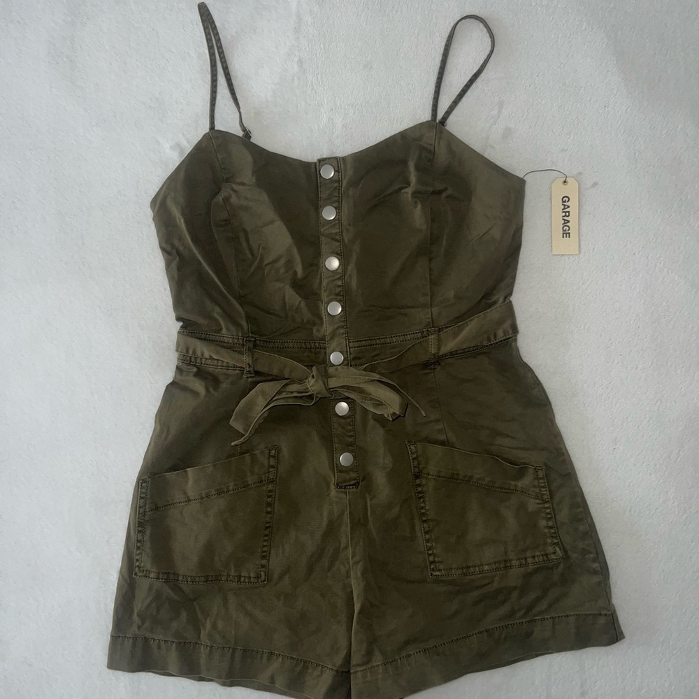Garage Olive Green Utility Romper